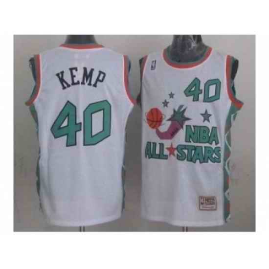 NBA 96 All Star #40 Kemp White Jerseys